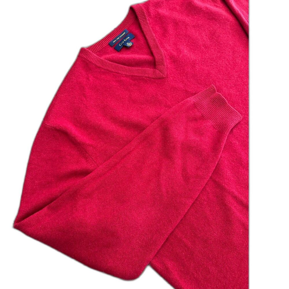 Club Room 100% Cashmere V Neck Sweater Red Men's Medium